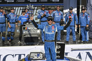 Denny Hamlin after winning the Enjoy Illinois 300 at WWTR. Source: Imagn